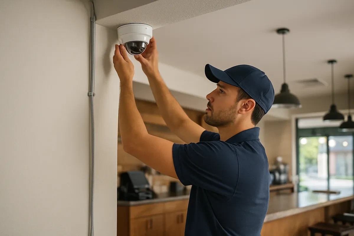 Commercial surveillance camera installation