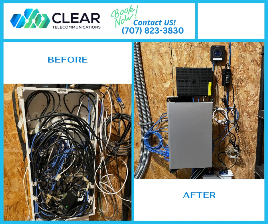 High angle view of disorganized cabling on a workstation