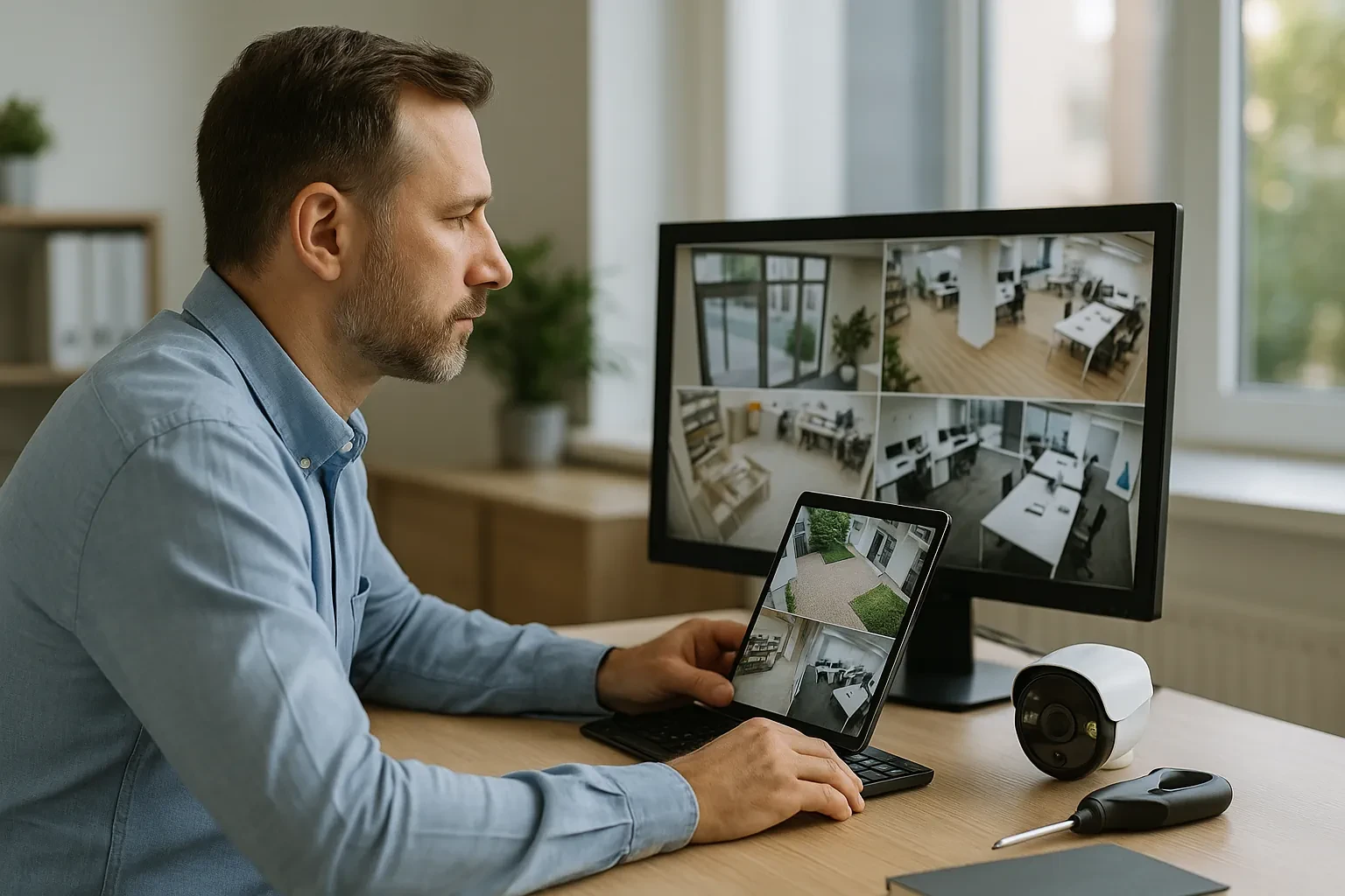 Commercial surveillance camera installation