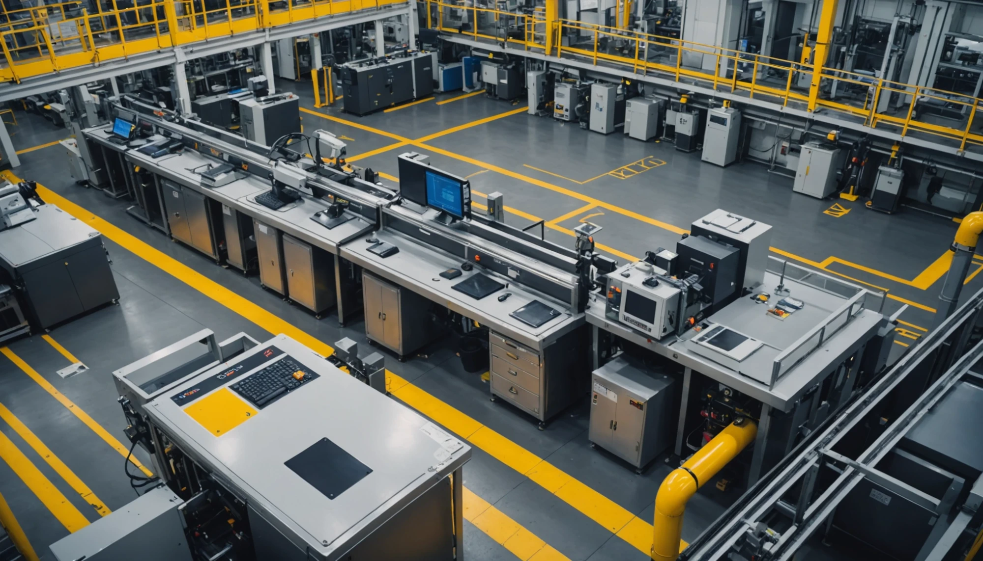 High angle view of a manufacturing plant's access control system