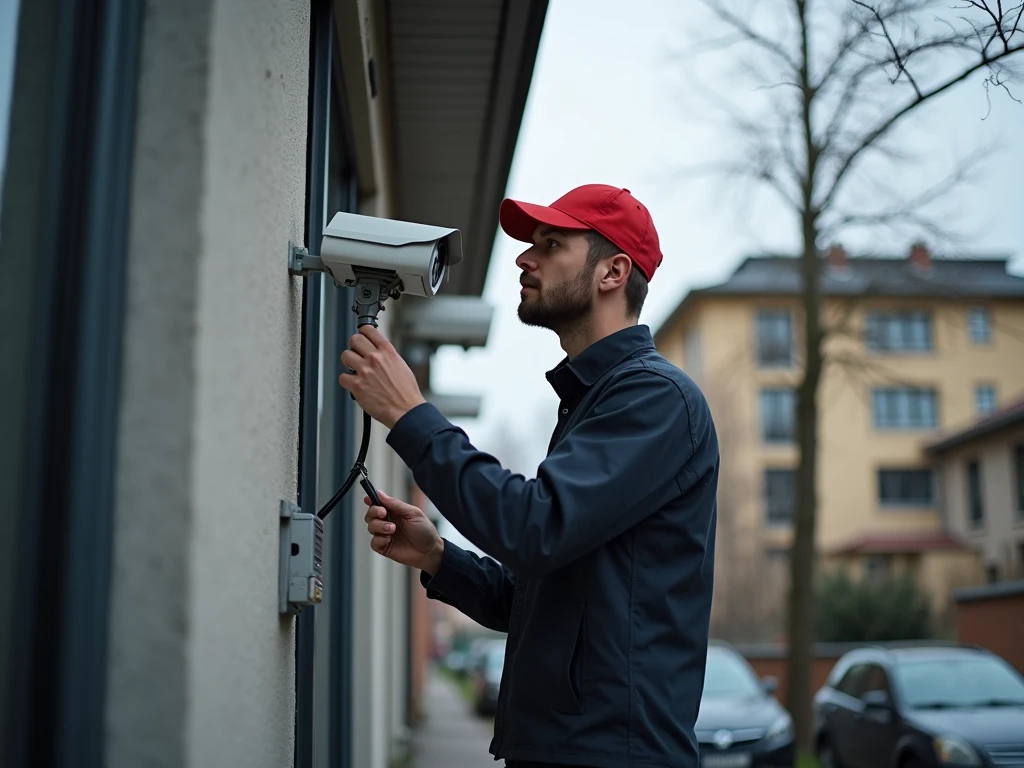 A-professional-security-camera-installer-setting-up-high-definition-system-for-local-busin