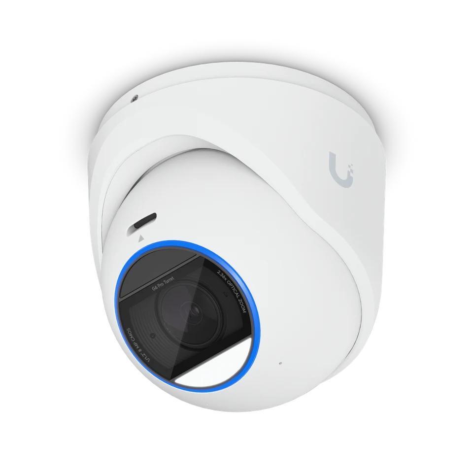 Single white UniFi G6 Pro Turret security camera