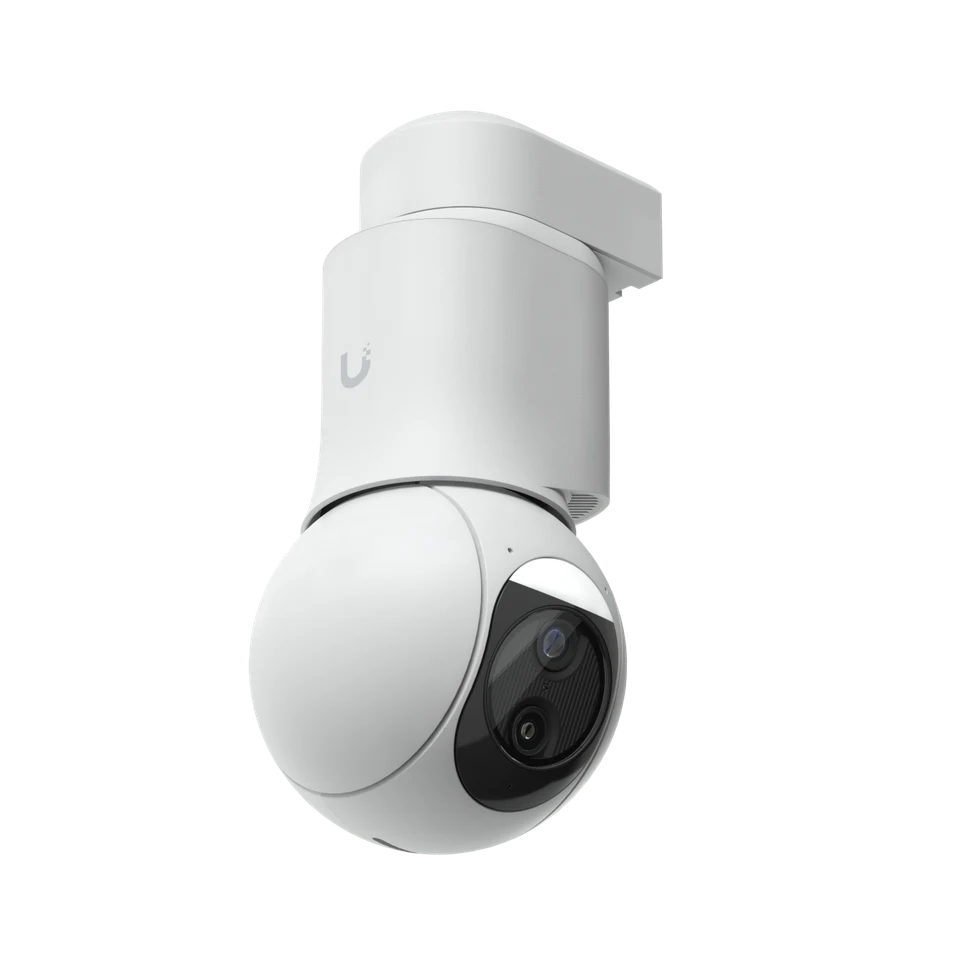 Single white UniFi G6 PTZ pan-tilt-zoom security camera